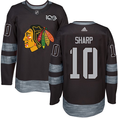 Adidas Blackhawks #10 Patrick Sharp Black 1917-100th Anniversary Stitched NHL Jersey - Click Image to Close